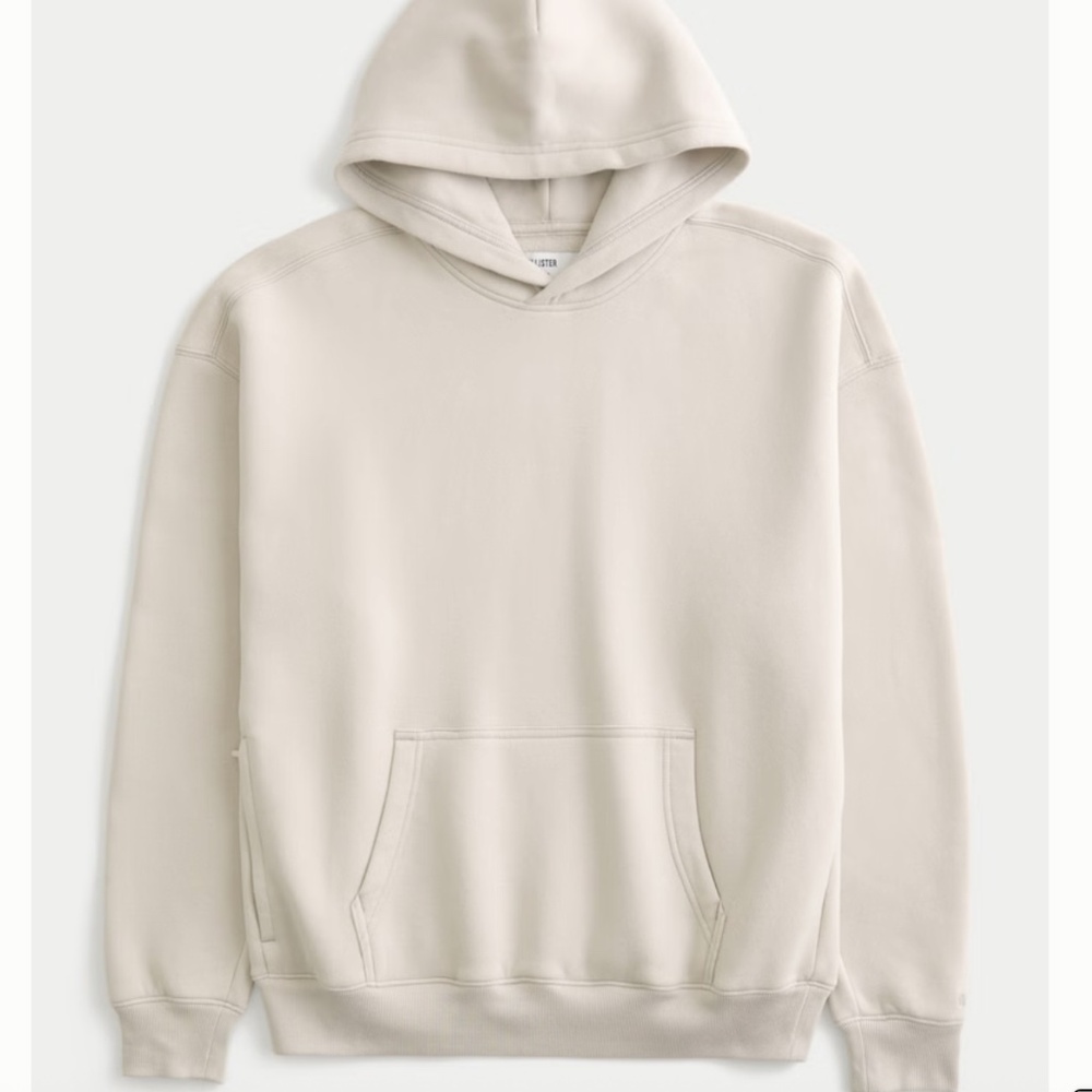 Hollister Boxy Fit Hoodie w/ Zipper Pocket NWT Size L Large Stone